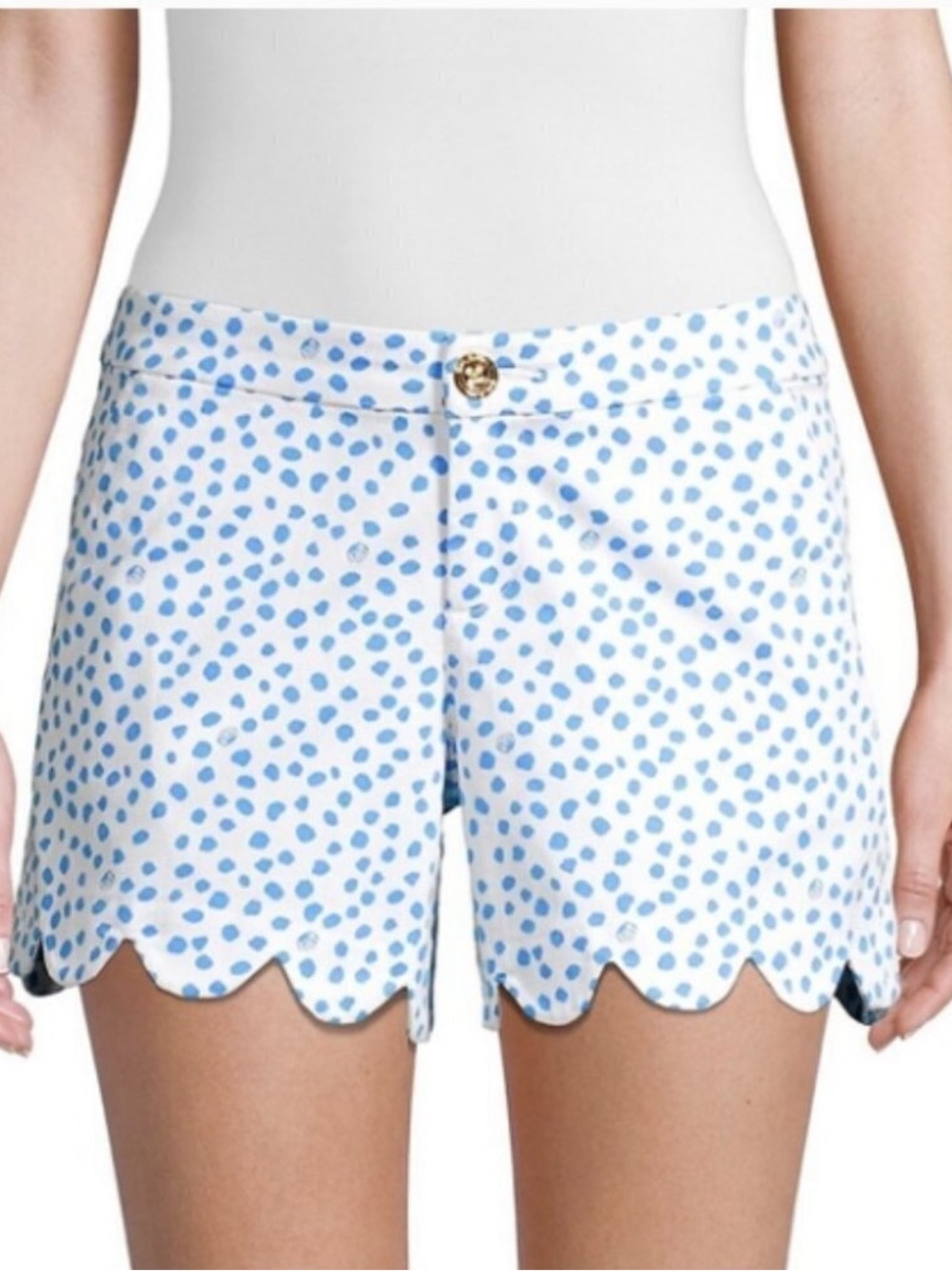 Lilly Pulitzer Buttercup Stretch Shorts Zanzibar Blue Dot Size 6 NWT - Picture 11 of 15